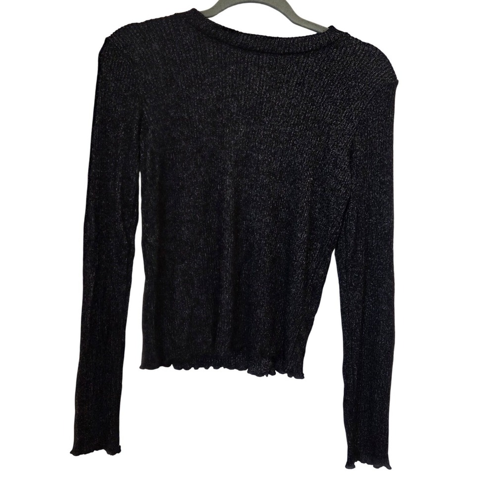 Nordstrom Girls Long Sleeve Black Grey knit‎ Top Minimalist Size XL